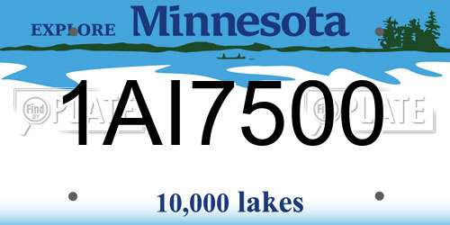 1AI7500 Minnesota License Plate