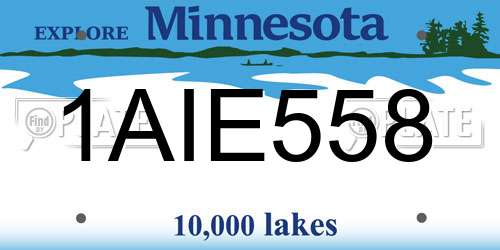 1AIE558 Minnesota License Plate