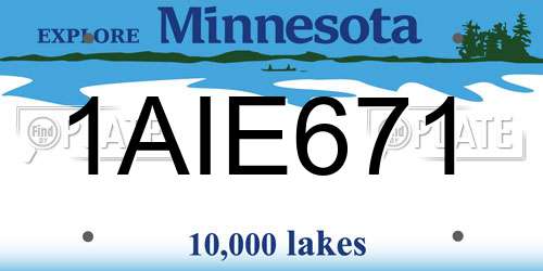 1AIE671 Minnesota License Plate