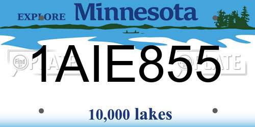1AIE855 Minnesota License Plate