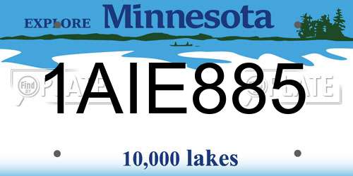 1AIE885 Minnesota License Plate
