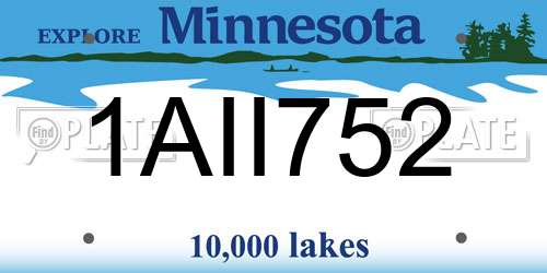 1AII752 Minnesota License Plate