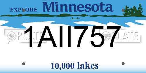 1AII757 Minnesota License Plate