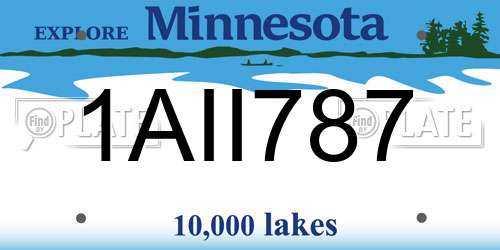 1AII787 Minnesota License Plate