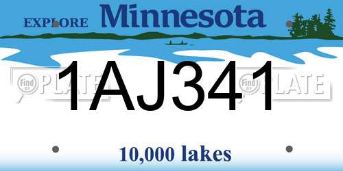 1AJ341 Minnesota License Plate