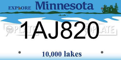 1AJ820 Minnesota License Plate