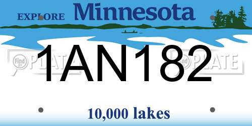 1AN182 Minnesota License Plate
