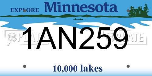 1AN259 Minnesota License Plate