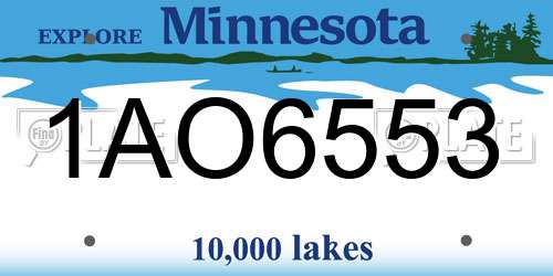 1AO6553 Minnesota License Plate