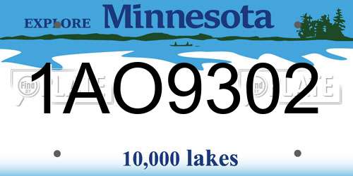 1AO9302 Minnesota License Plate