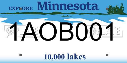 1AOB001 Minnesota License Plate