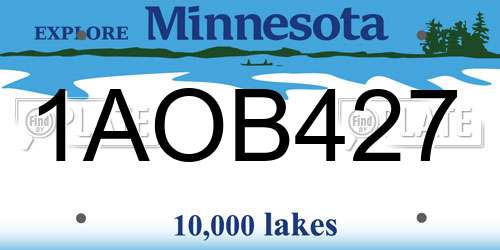1AOB427 Minnesota License Plate