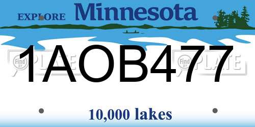 1AOB477 Minnesota License Plate