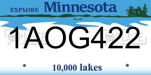1AOG422 Minnesota License Plate