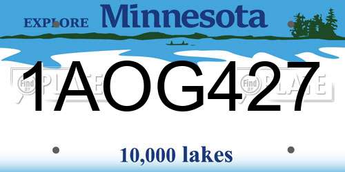 1AOG427 Minnesota License Plate