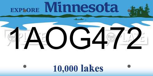 1AOG472 Minnesota License Plate