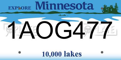 1AOG477 Minnesota License Plate