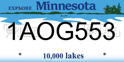 1AOG553 Minnesota License Plate