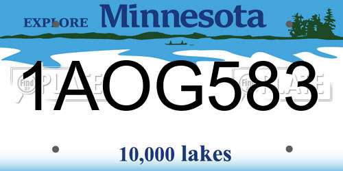 1AOG583 Minnesota License Plate