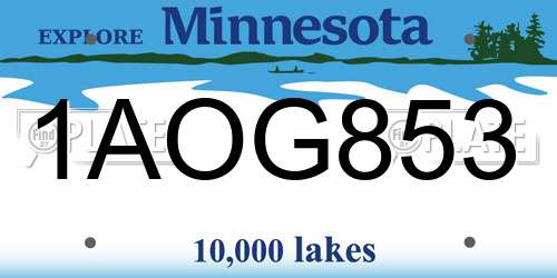 1AOG853 Minnesota License Plate