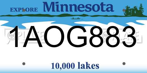 1AOG883 Minnesota License Plate