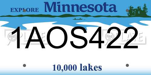 1AOS422 Minnesota License Plate