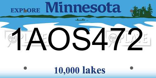 1AOS472 Minnesota License Plate