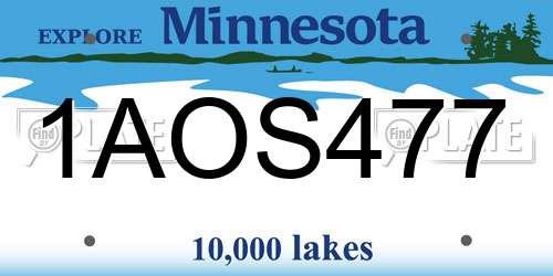 1AOS477 Minnesota License Plate