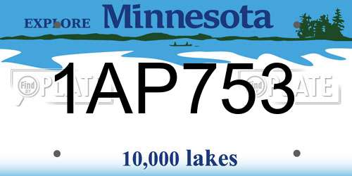 1AP753 Minnesota License Plate