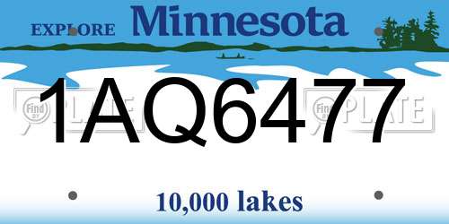 1AQ6477 Minnesota License Plate