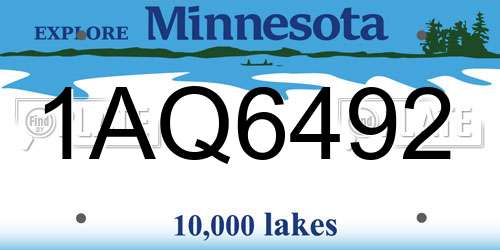 1AQ6492 Minnesota License Plate