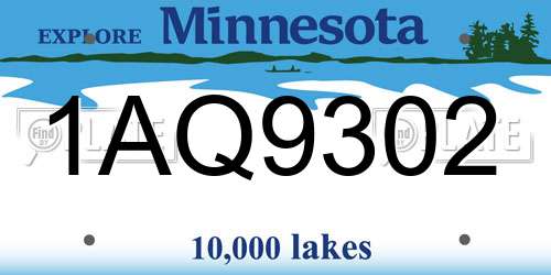 1AQ9302 Minnesota License Plate