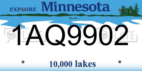 1AQ9902 Minnesota License Plate