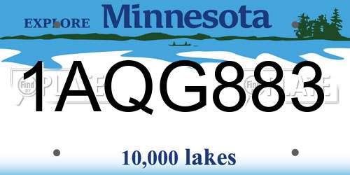 1AQG883 Minnesota License Plate