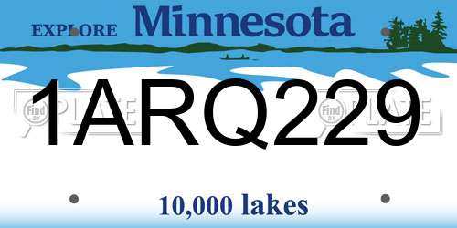 1ARQ229 Minnesota License Plate
