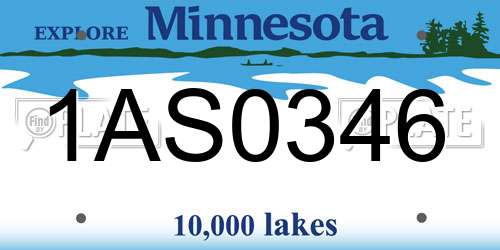 1AS0346 Minnesota License Plate