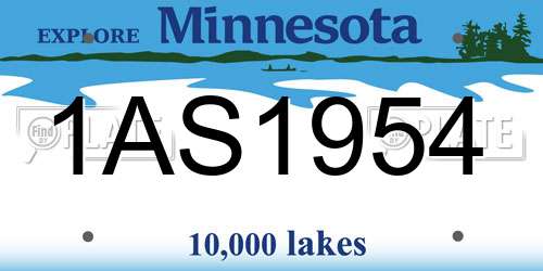 1AS1954 Minnesota License Plate