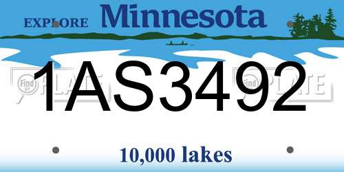 1AS3492 Minnesota License Plate