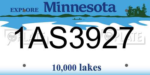 1AS3927 Minnesota License Plate