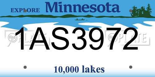 1AS3972 Minnesota License Plate
