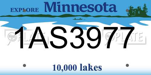 1AS3977 Minnesota License Plate