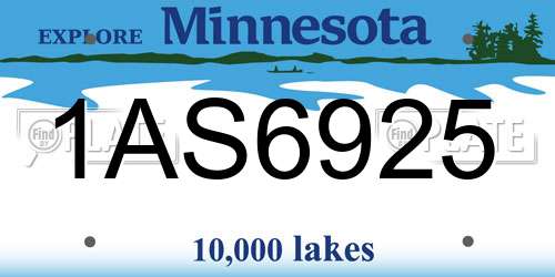 1AS6925 Minnesota License Plate