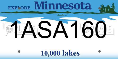 1ASA160 Minnesota License Plate