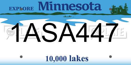 1ASA447 Minnesota License Plate