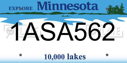 1ASA562 Minnesota License Plate