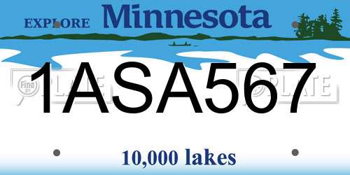 1ASA567 Minnesota License Plate