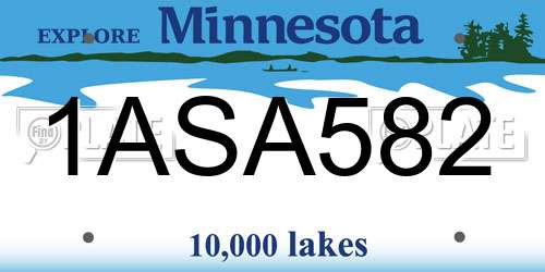 1ASA582 Minnesota License Plate