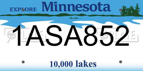 1ASA852 Minnesota License Plate