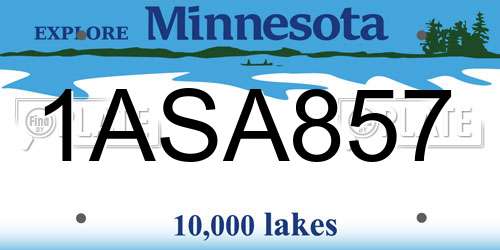 1ASA857 Minnesota License Plate