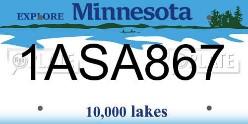 1ASA867 Minnesota License Plate